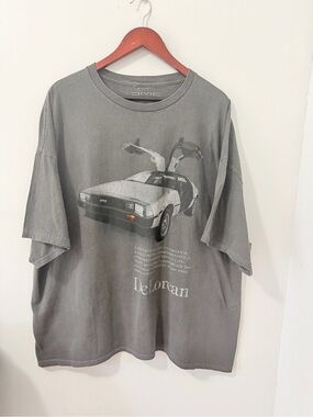Gray cotton premium back to the future  DeLorean Graphic Men’s T-Shirt size xxl